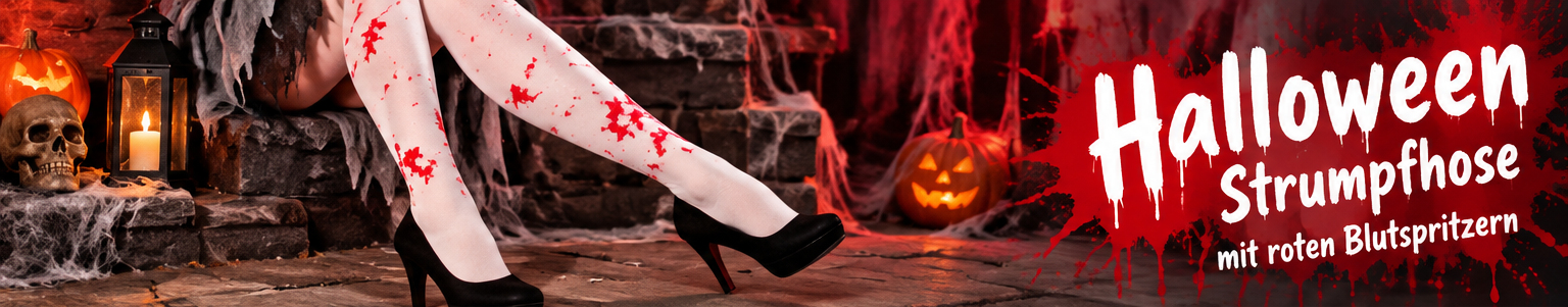 Halloween Strumpfhose in Weiß mit roten Blutspritzern